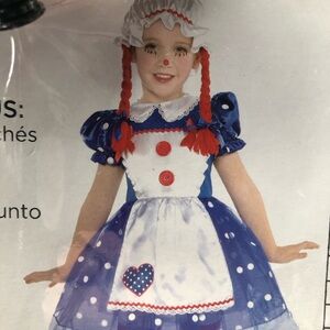 NEW RAG DOLL Costume includes 3 PCs - . Child’s small. Toddler Size: 3 - 4.